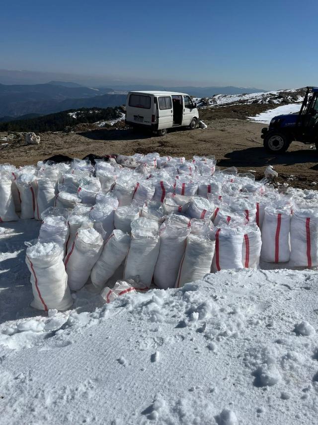 Zirvedeki karları çuvalla toplayıp yaza kadar saklıyorlar, yazın tatlı yapıyorlar