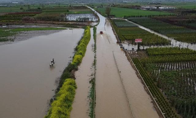 Kuvvetli sağanak sonrası göle döndü. Tarım arazileri ve kara yolunu su bastı